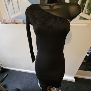 BCBG GENERATION Black One Shoulder Dress - Size XS/S - Very Stretchy
